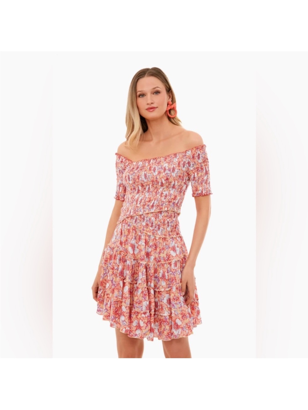 Poupette St. Barth Soledad Floral Smocked Mini Dress NWT